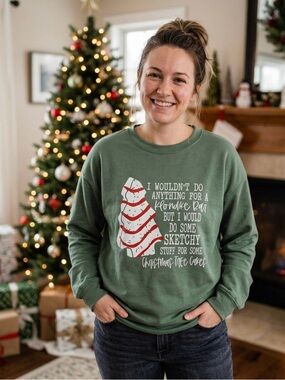 Green Sweatshirt with Holiday Graphic
